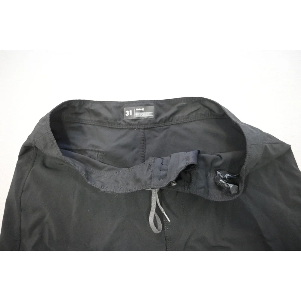 Hurley Board Shorts Mens 31 Black Solid Swim Trunks Lace Up Pocket Excellent